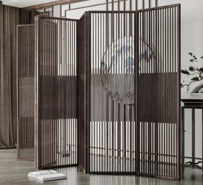 新中式实木屏风3D模型下载